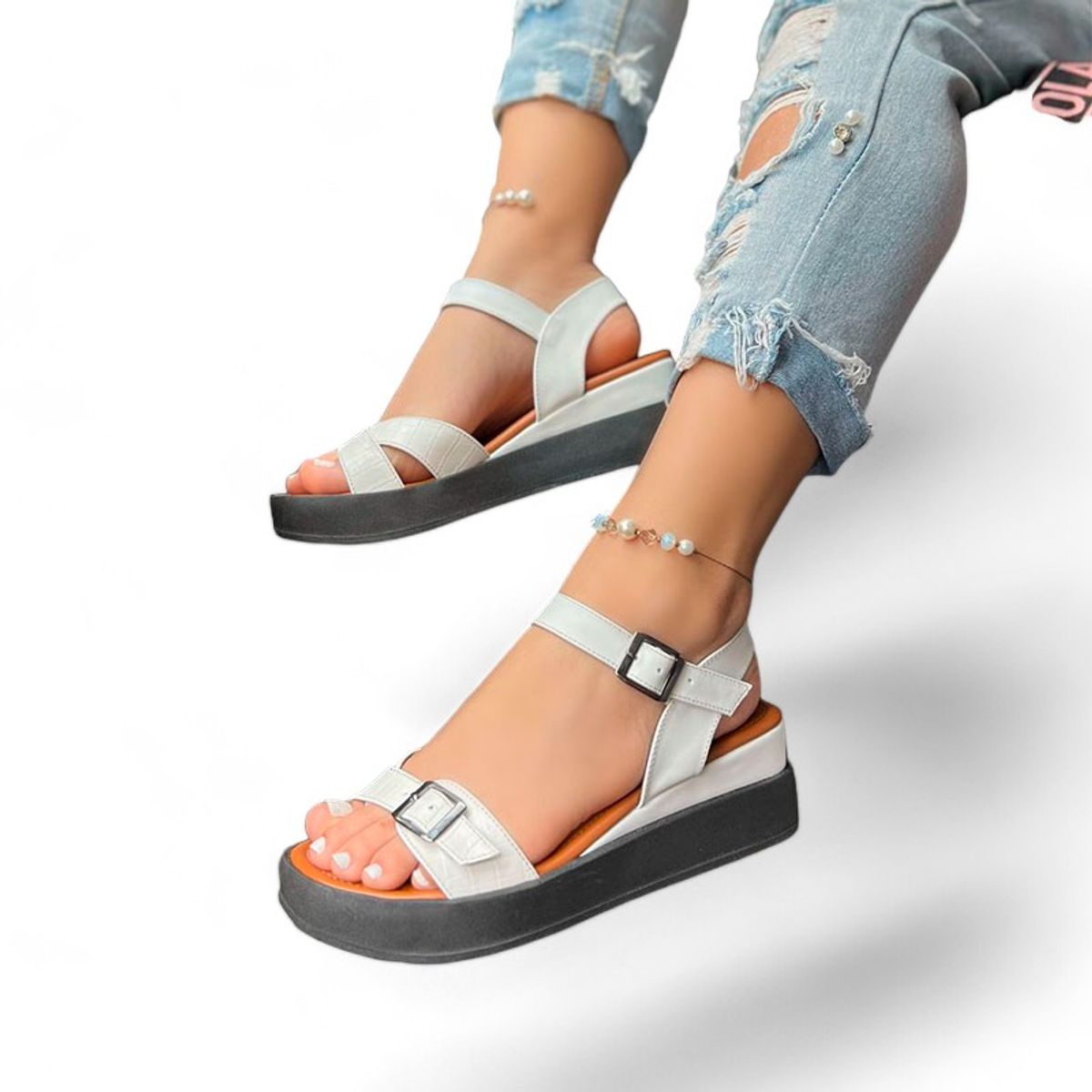 GENERICO - 1062L-50 Sandalia Mujer Agna Nomou Blanco