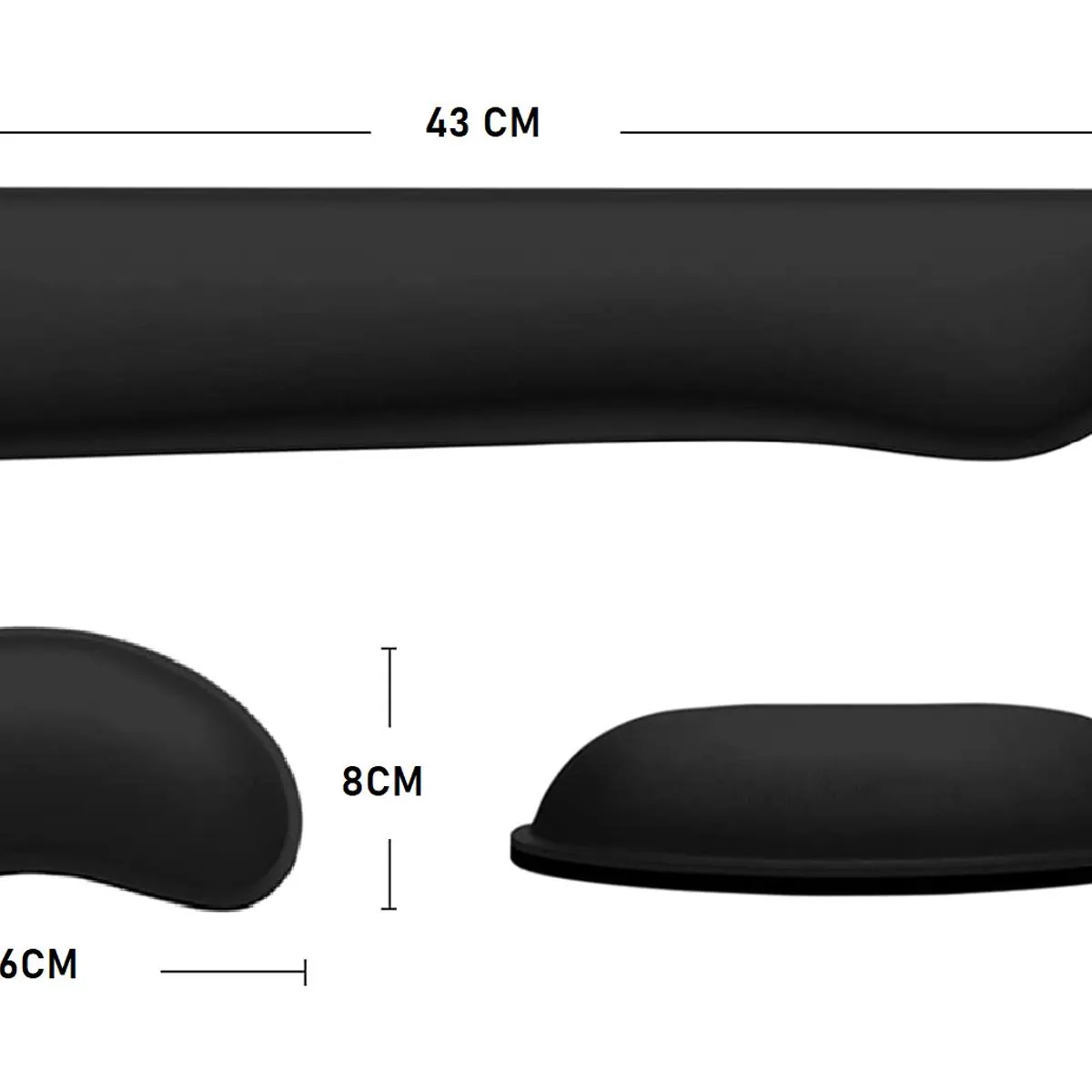 GENERICO - Reposamuñecas Hanma Ergonómico para Teclado y Mouse Negro