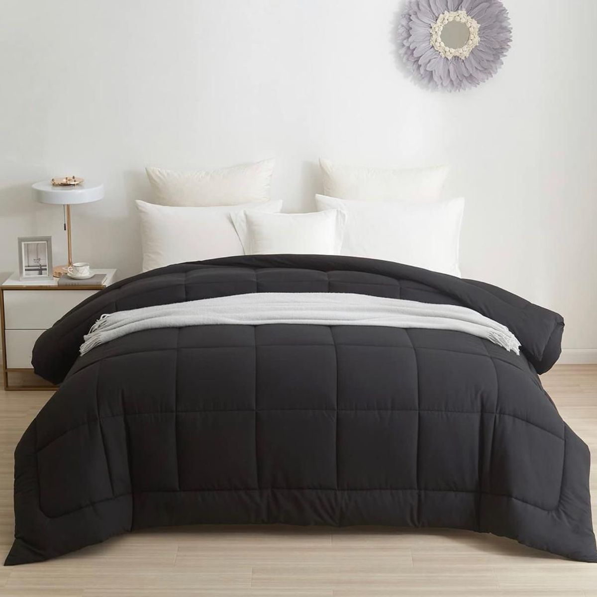 TEFI HOME - Edredón Monocromo Negro 1.5 PLAZA