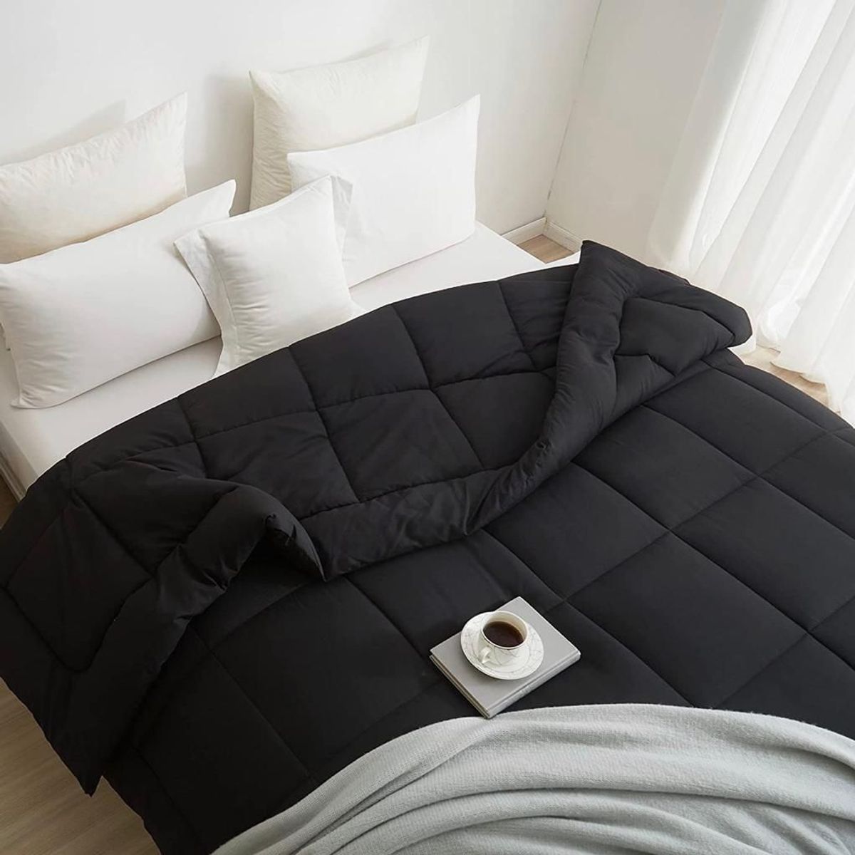 TEFI HOME - Edredón Monocromo Negro 1.5 PLAZA