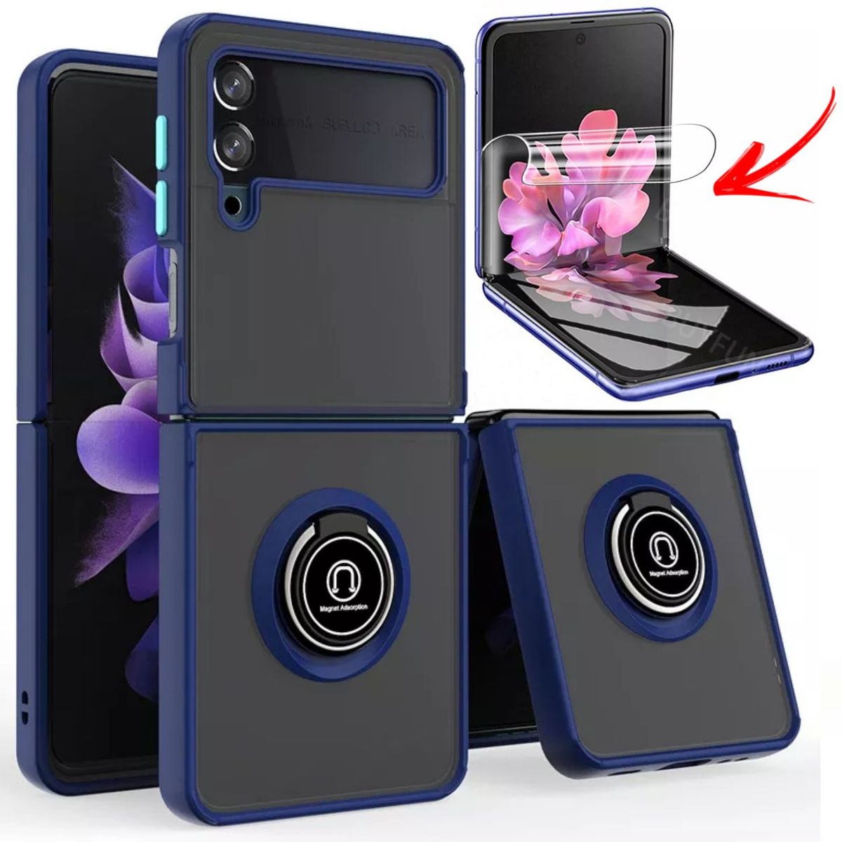 GENERICO - MICA + Funda Case protector Samsung Galaxy Z Flip 4 5G - AZUL