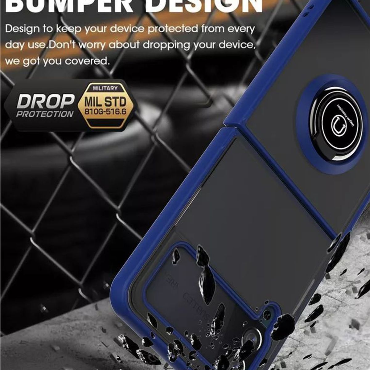 GENERICO - MICA + Funda Case protector Samsung Galaxy Z Flip 4 5G - AZUL