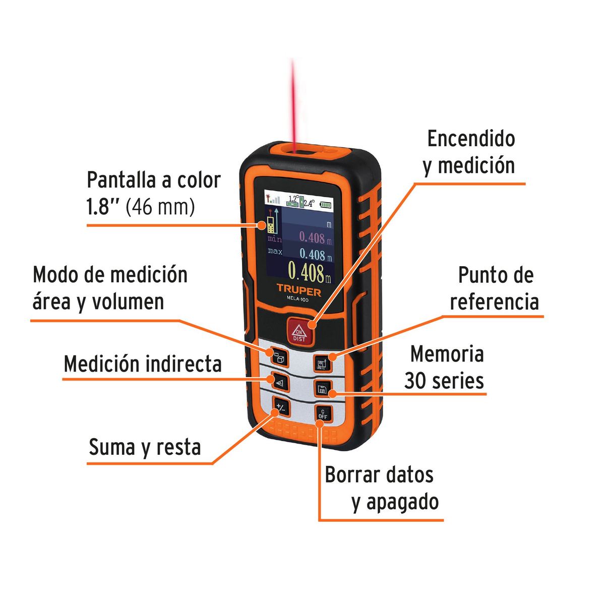 TRUPER - Medidor de Laser de distancia 100 Metros Truper
