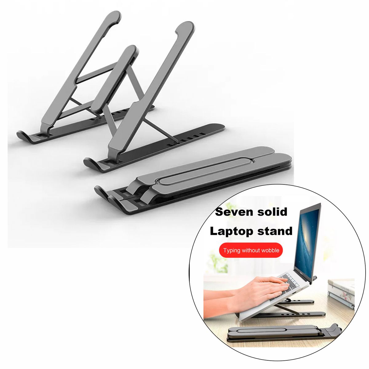 GENERICO - Soporte o base plegable para Laptop - ligero y fácil de llevar - Negro