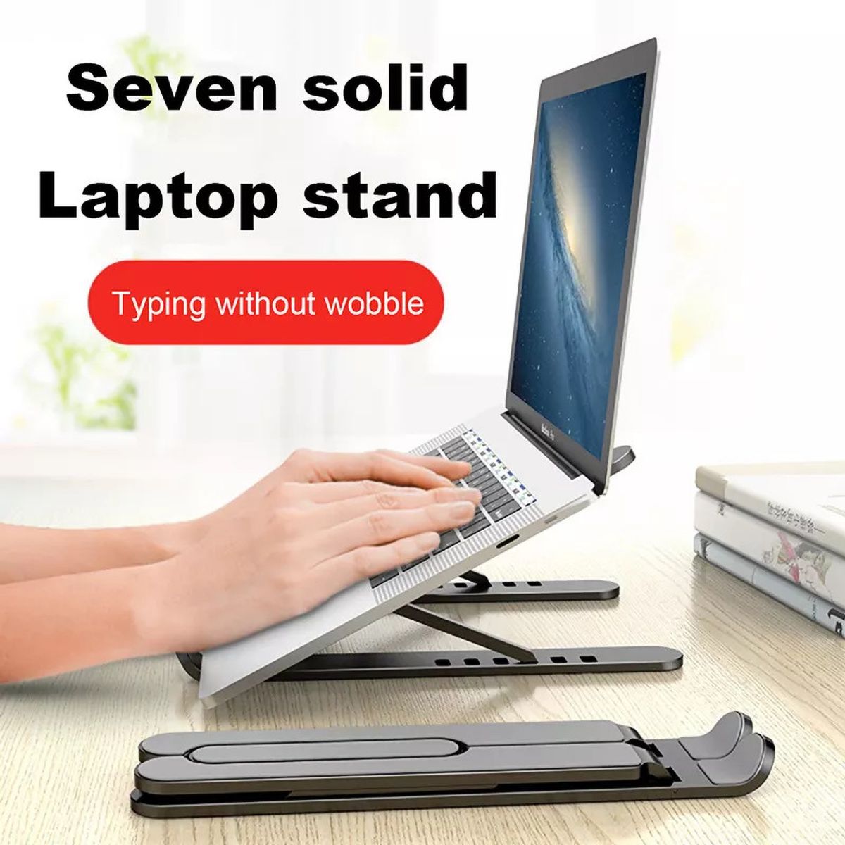 GENERICO - Soporte o base plegable para Laptop - ligero y fácil de llevar - Negro