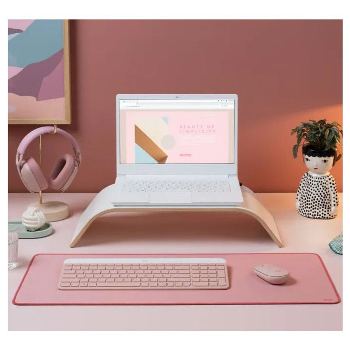 LOGITECH - Teclado  Mouse MK470 Inalambrico Slim Rosado