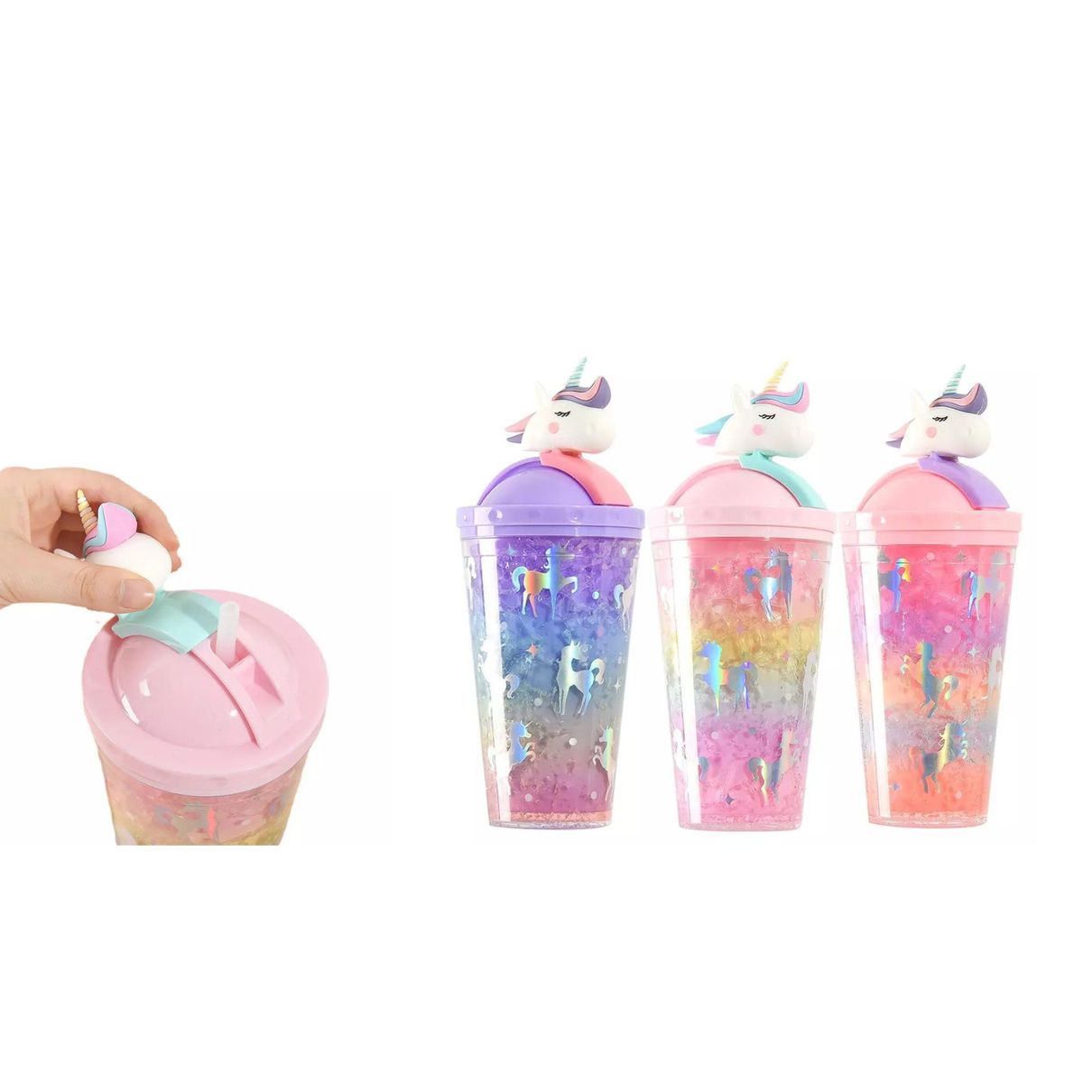 IMPORTADO MC - VASOS CON LUCES Y GEL UNICORNIO