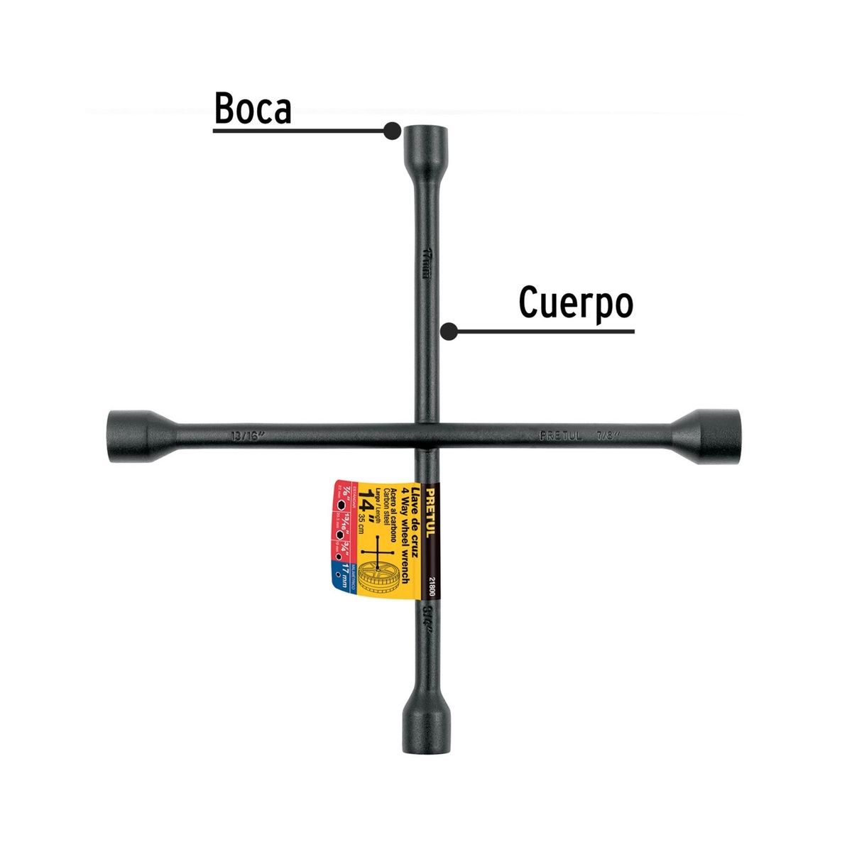 PRETUL - Llave de ruedas Cruz 14 Acero forjado Pretul