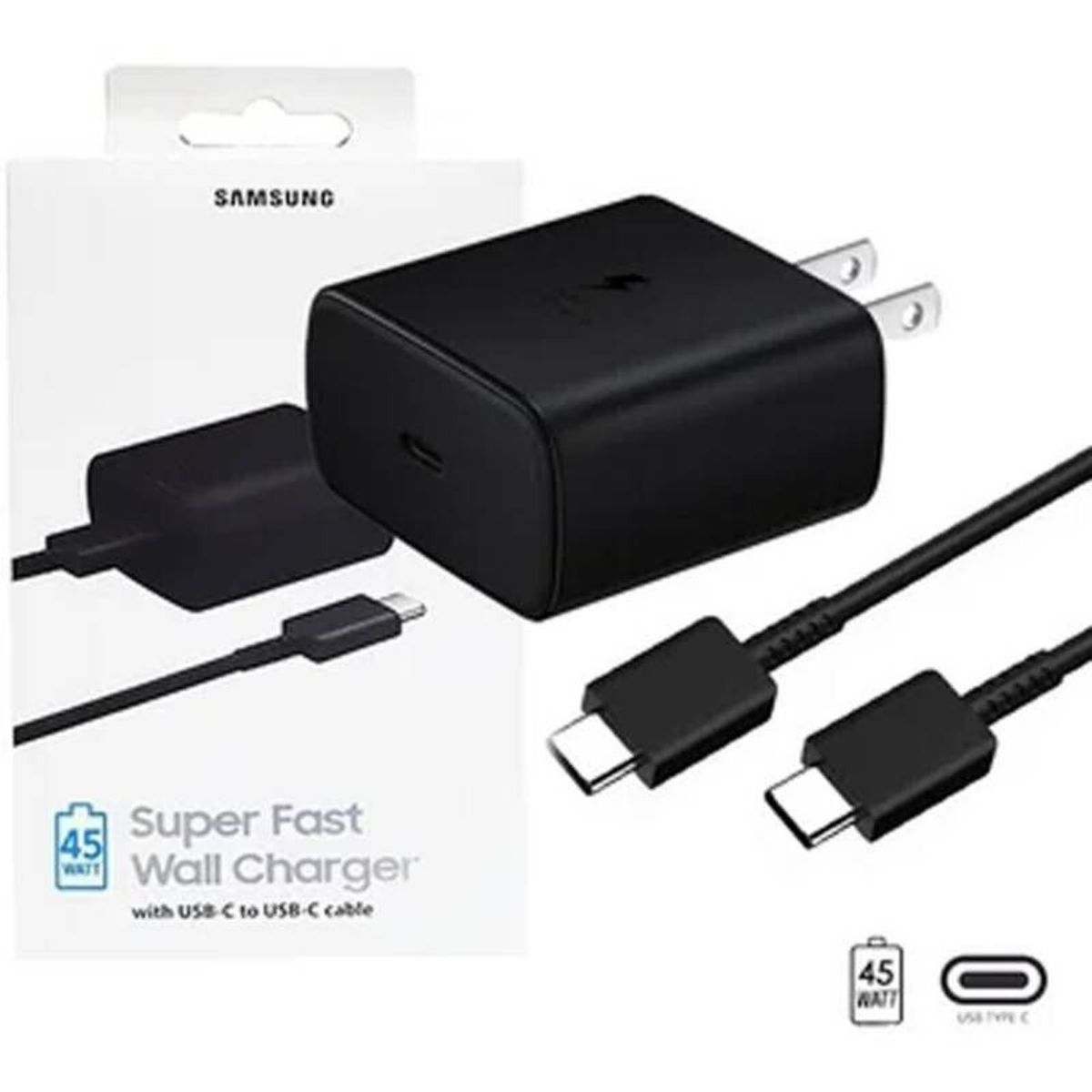 SAMSUNG - Cargador Samsung 45w Cable Usb-C a Usb-C Super Carga Rápida
