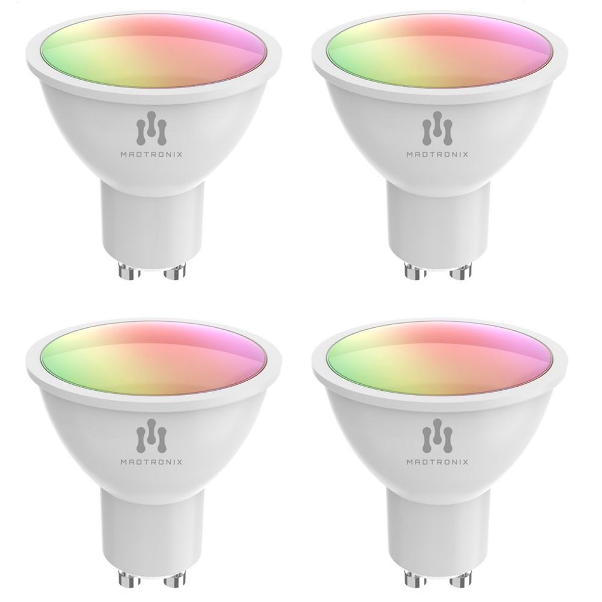 MADTRONIX - Dicroico Inteligente GU10  RGBCW Dimmer con Google y Alexa Pack x 4