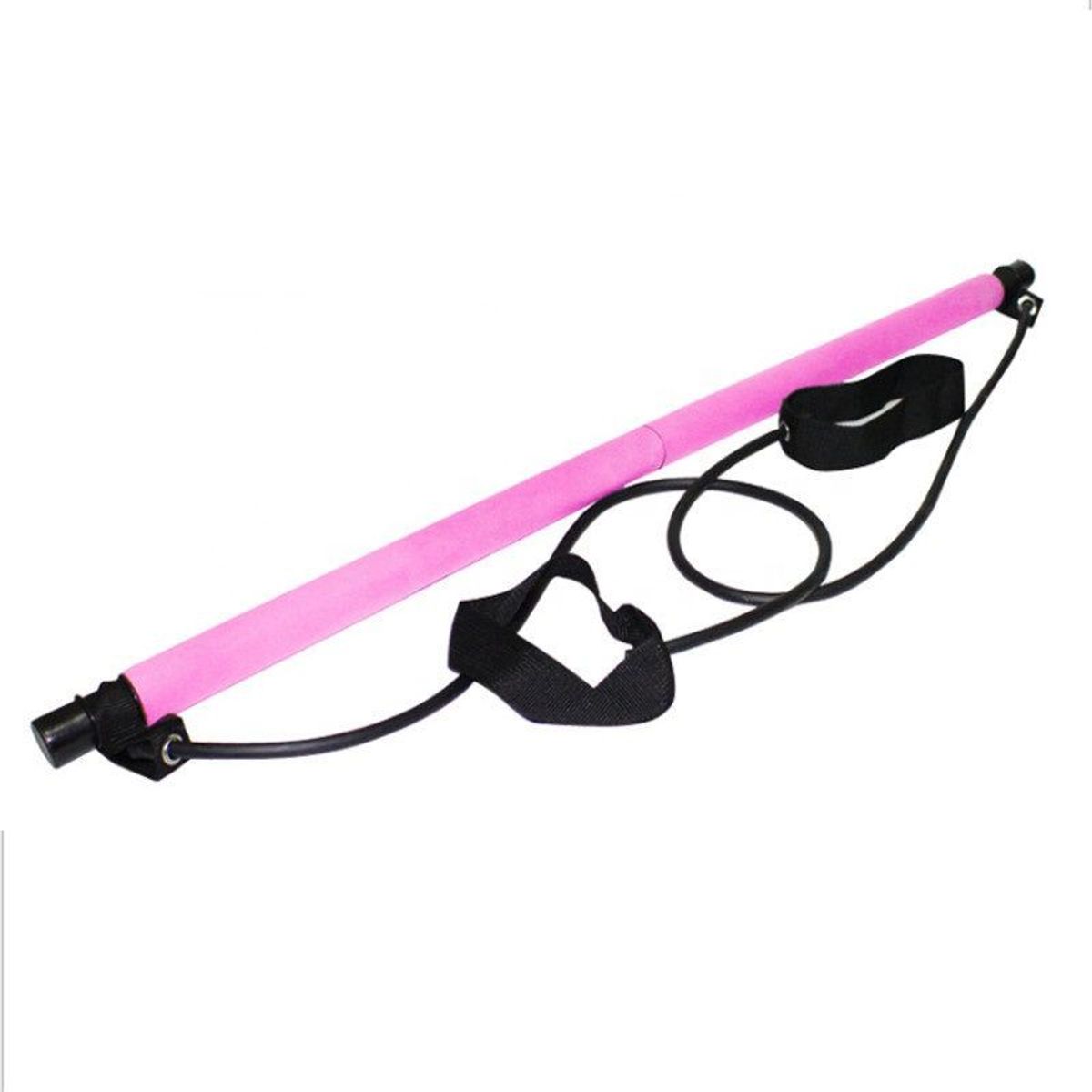 GENERICO - Ligas Resistencia C/ Barra Portátil Pilate Stick Yoga Pink