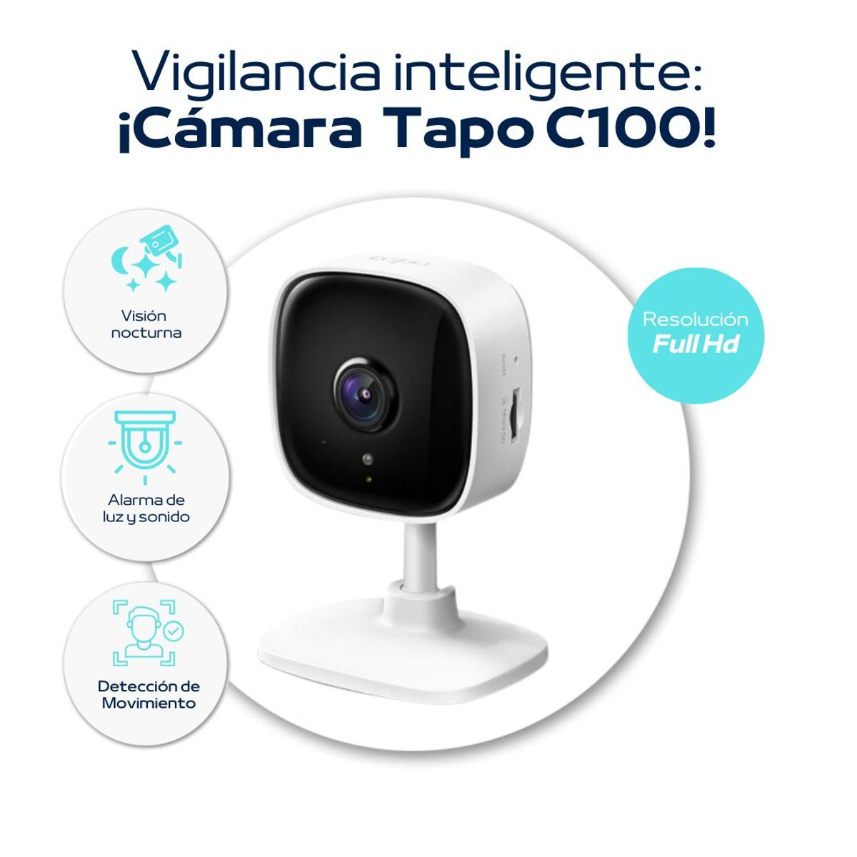 TP LINK - Cámara de seguridad Tapo C100 Wifi Full HD para interiores - Tp-Link