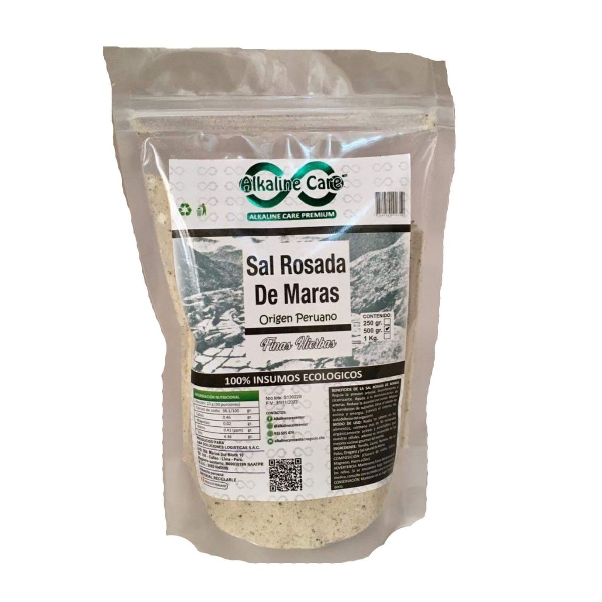 ALKALINE CARE - Sal Rosada de Maras 2kg Finas Hierbas