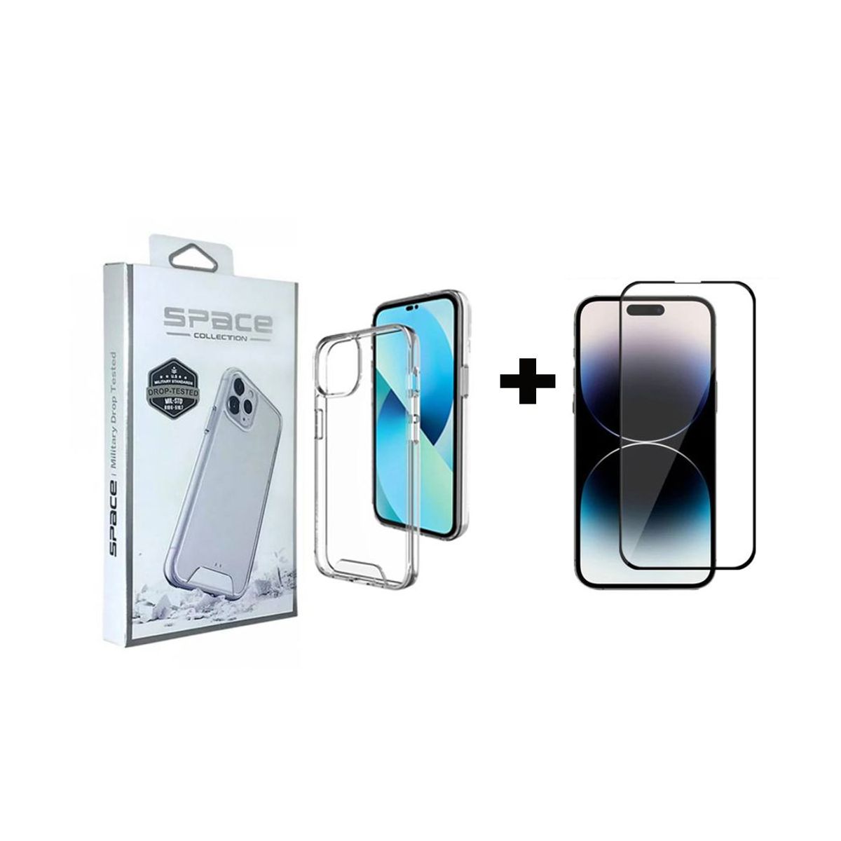 SPACE - Case Space Drop Y Vidrio Templado para iPhone 14 Pro Transparente