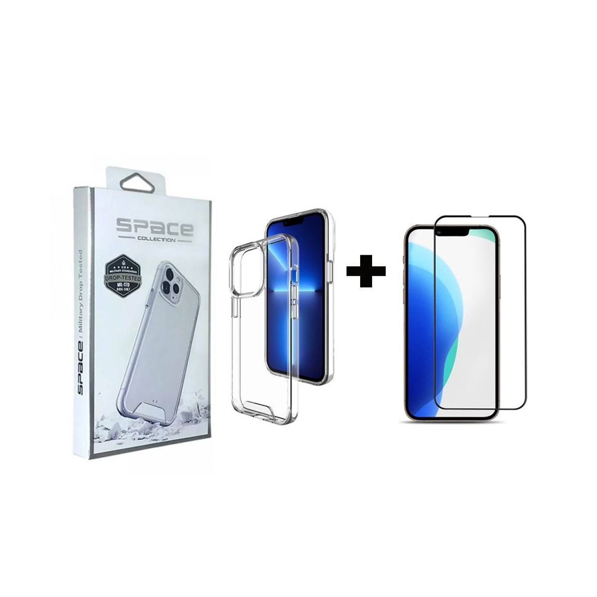 SPACE - Case Space Drop Y Vidrio Templado para iPhone 13 Pro Transparente