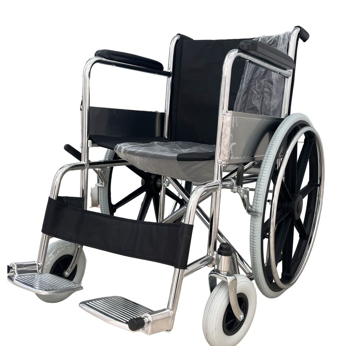 GENERICO - SILLA DE RUEDAS DE ACERO CROMADO