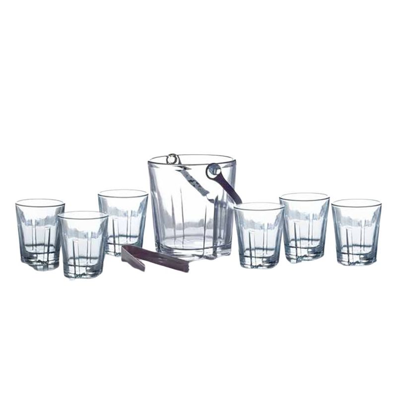 INSPIRA - Hielera de Vidrio Set de 7 PCS Hielera más 6 vasos