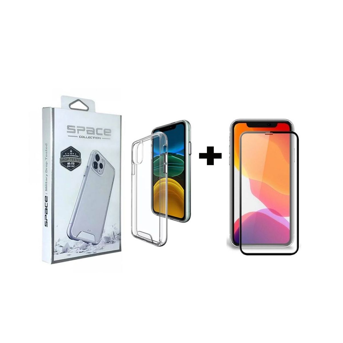 SPACE - Case Space Drop Y Vidrio Templado para iPhone 11 Pro Max Transparente