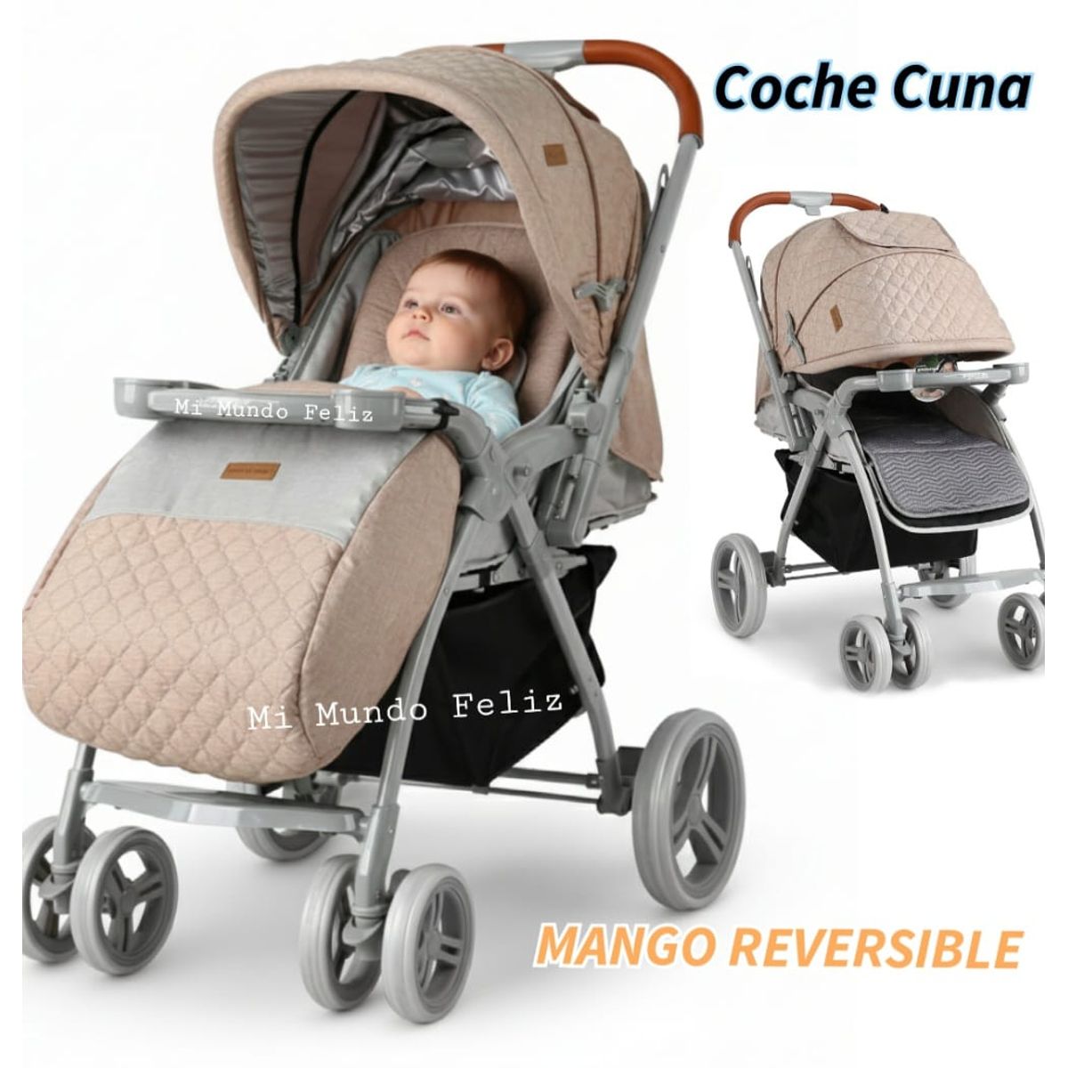 BHAPPY - Coche para Bebe de Lujo Llanton Beige Pluss