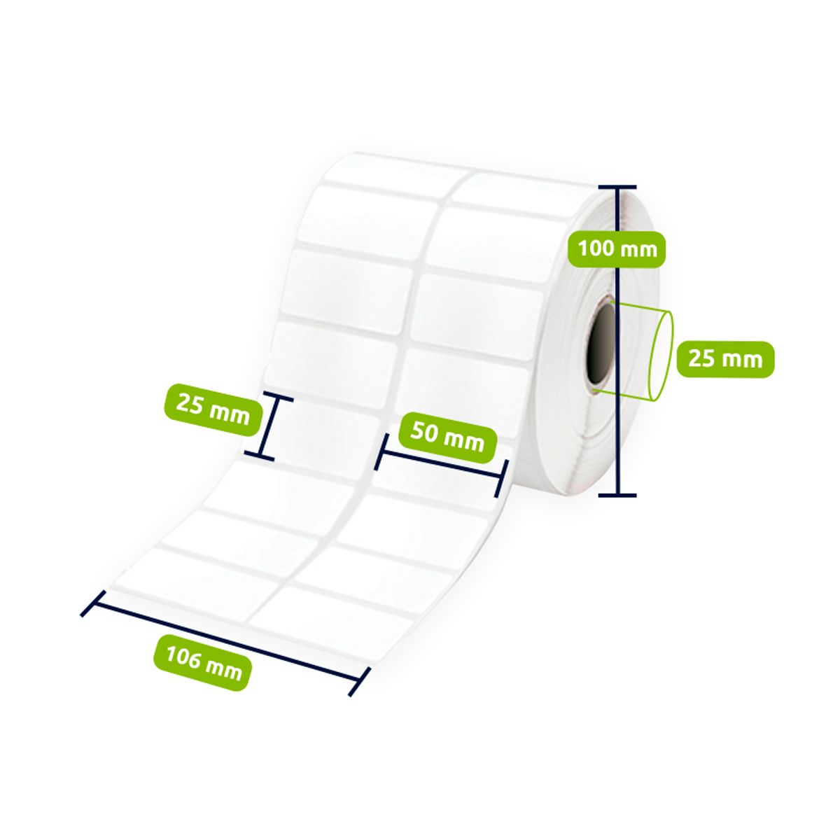 JPSYSTEMS - 2 Rollos de 2000 etiquetas adhesivas térmico directo 50x25mm
