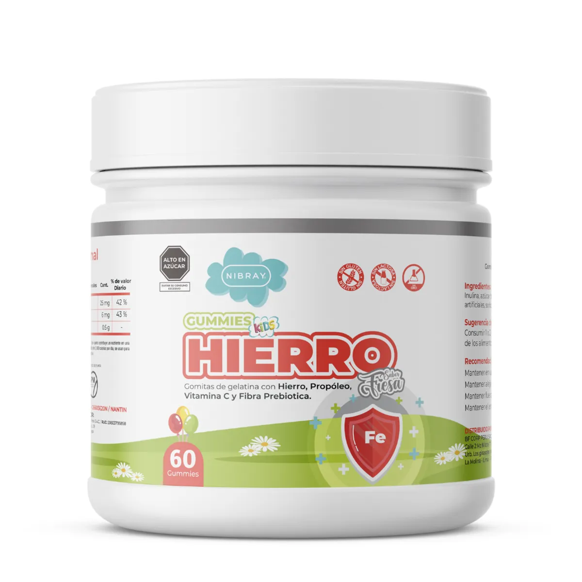 NIBRAY - Hierro Vitamina C y Prebióticos para Niños 60 Gomitas Nibray Kids