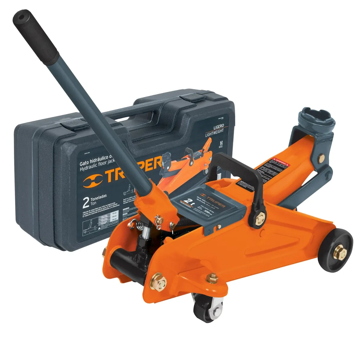 TRUPER - Gata tipo lagarto caimán 2 toneladas con maletín Truper