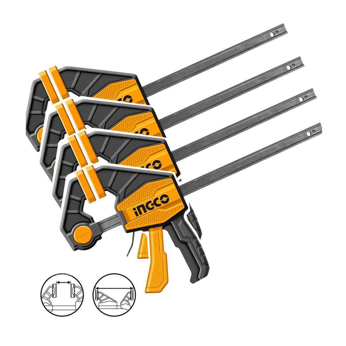 INGCO TOOLS - PRENSA RÁPIDA 12 AUTOAJUSTABLE ABRAZADERA INGCO 60KG X4 PC