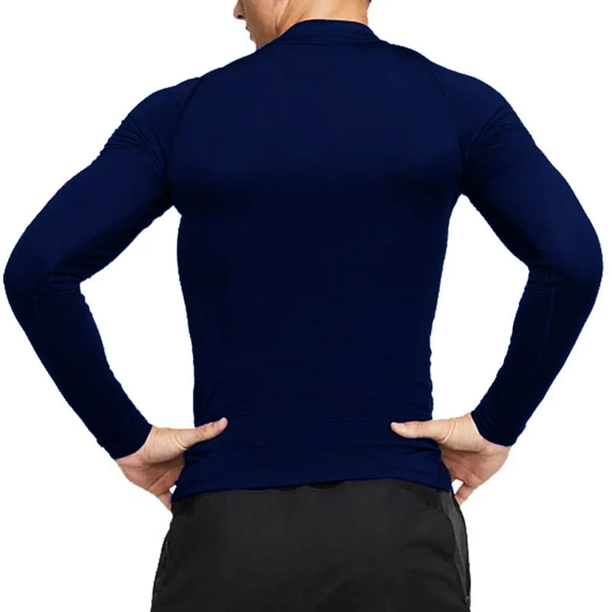 GENERICO - Polo LIcra Manga Larga Azul Marino  S