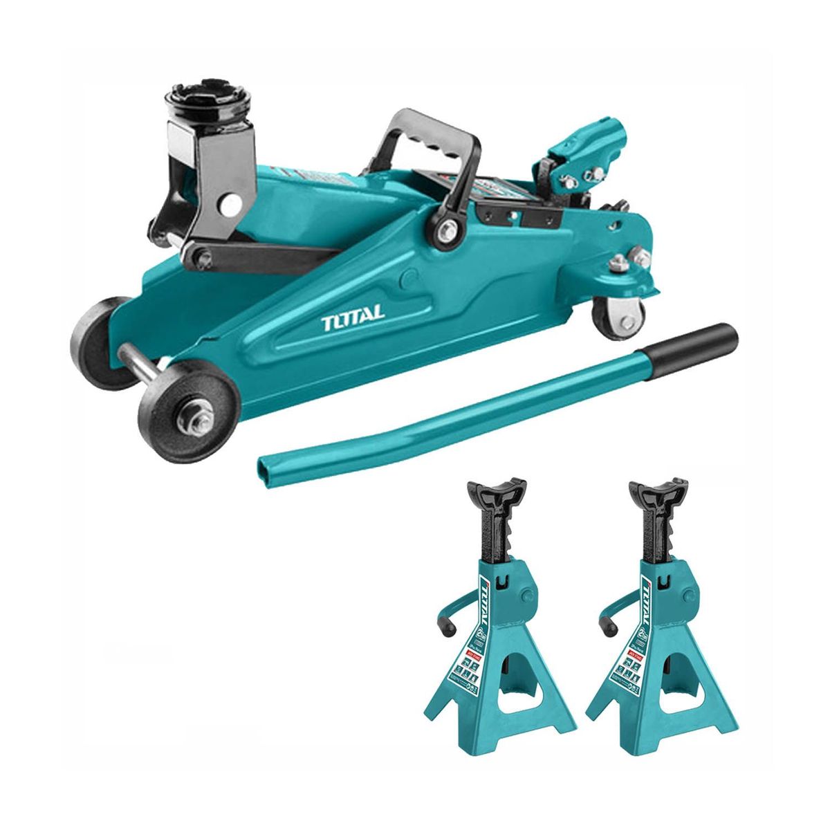 TOTAL TOOLS - Gata 2 Toneladas + 2 Caballetes de 2 T Total Tools garantía