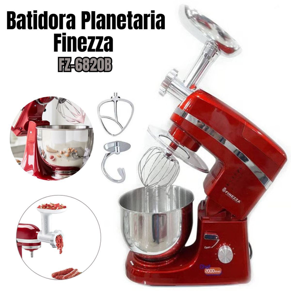 FINEZZA - Batidora Planetaria Finezza con Moledor FZ-6820B