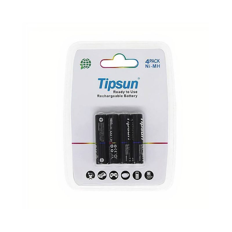 TIPSUN - Pack 4 pilas recargables AAA 1000 mAh