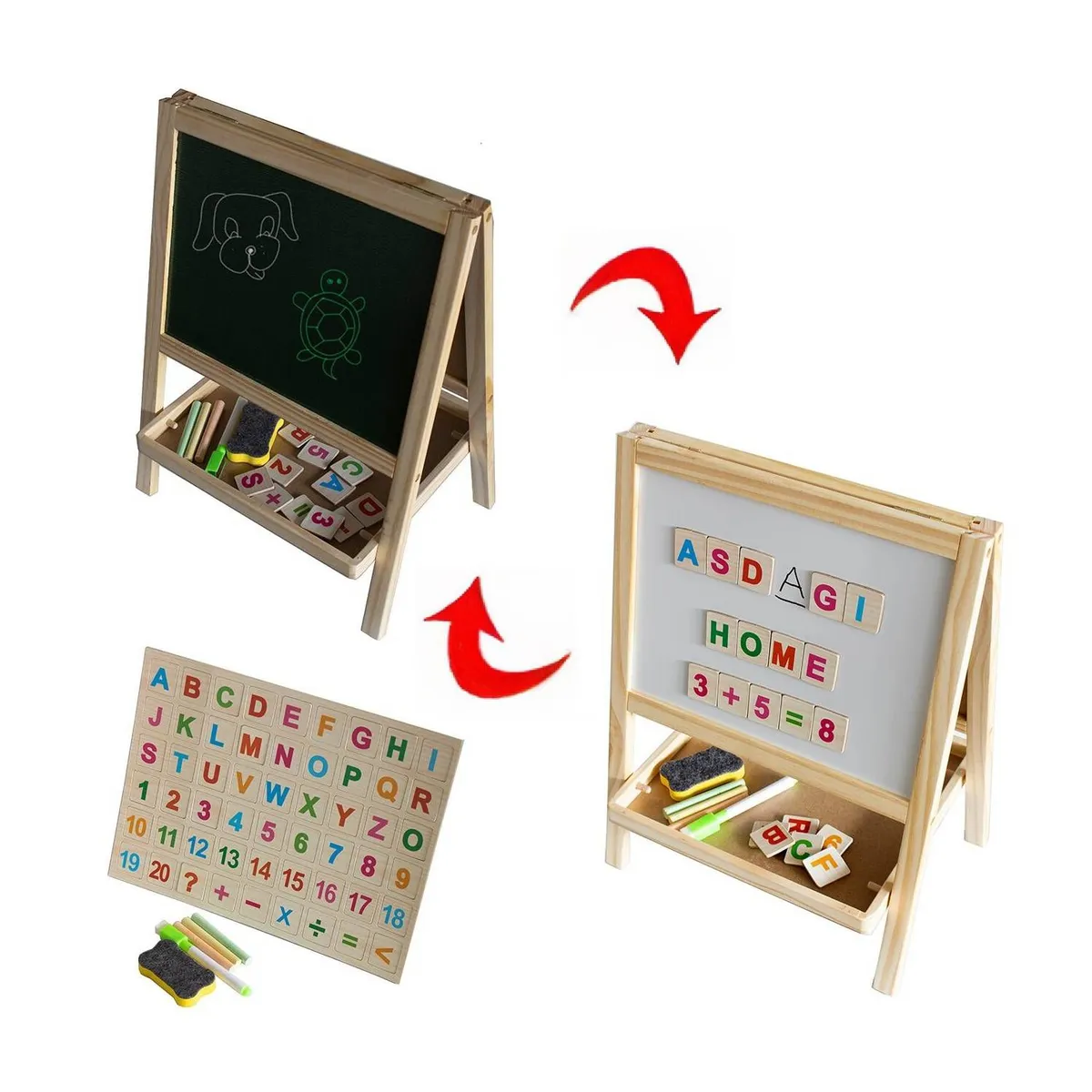 GENERICO - Pizarra doble didáctica con caballete  niños