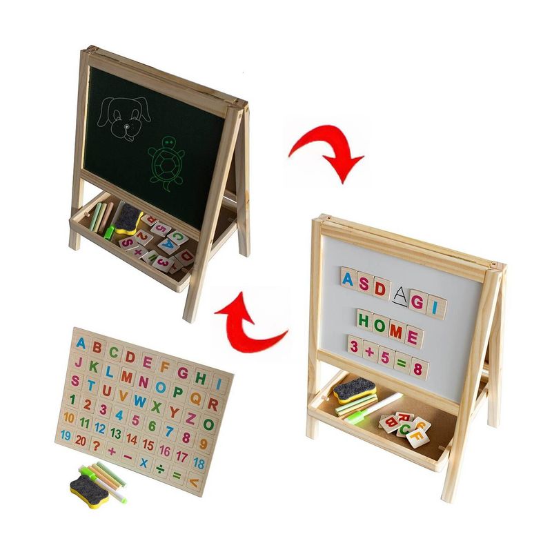 GENERICO - Pizarra doble didáctica con caballete  niños