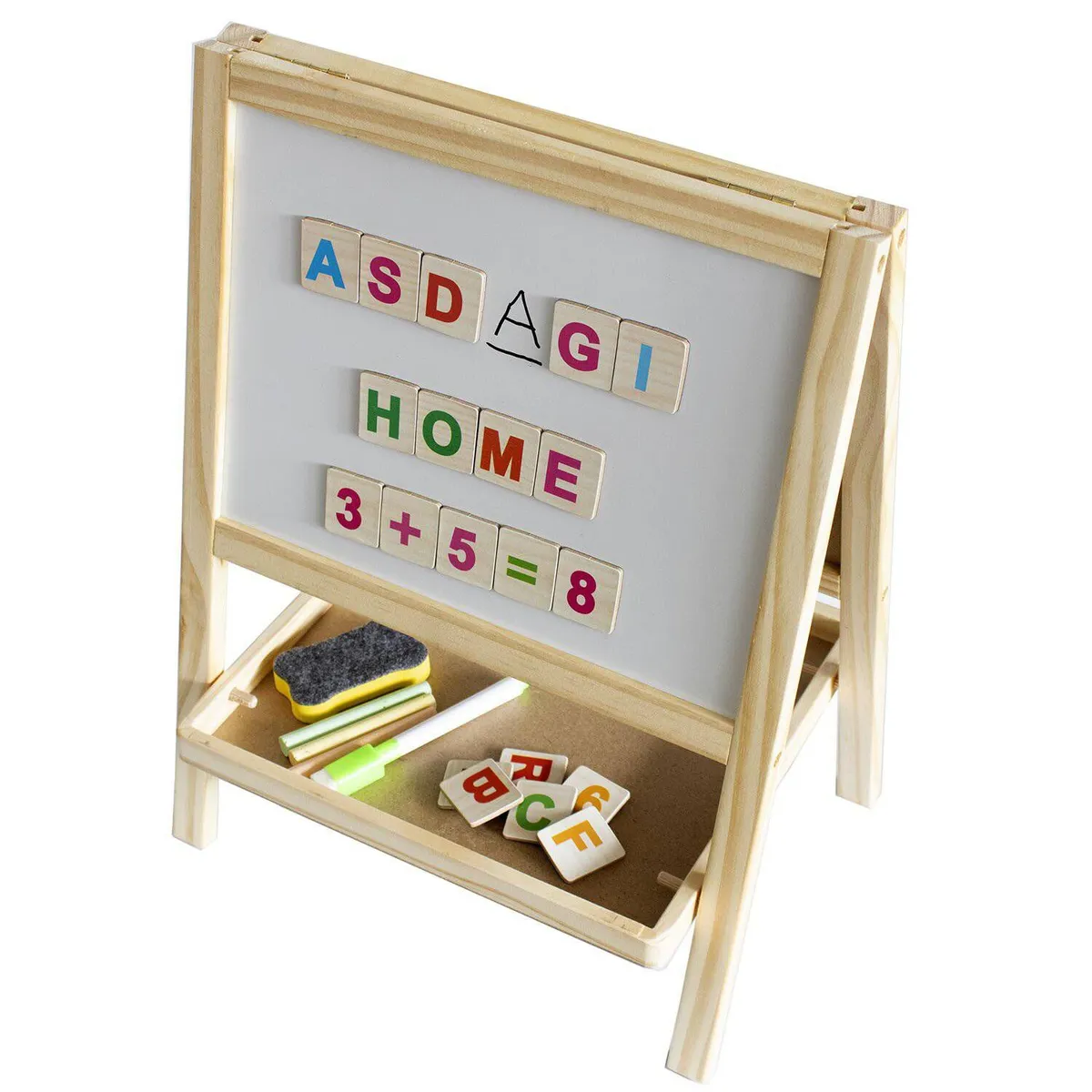 GENERICO - Pizarra doble didáctica con caballete  niños