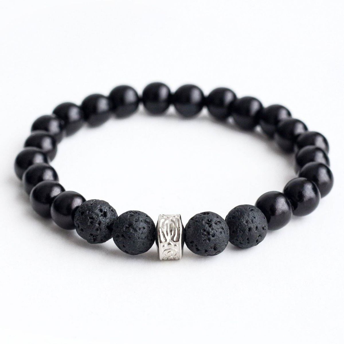 MANYA - Pulsera piedra volcanica g de hombre