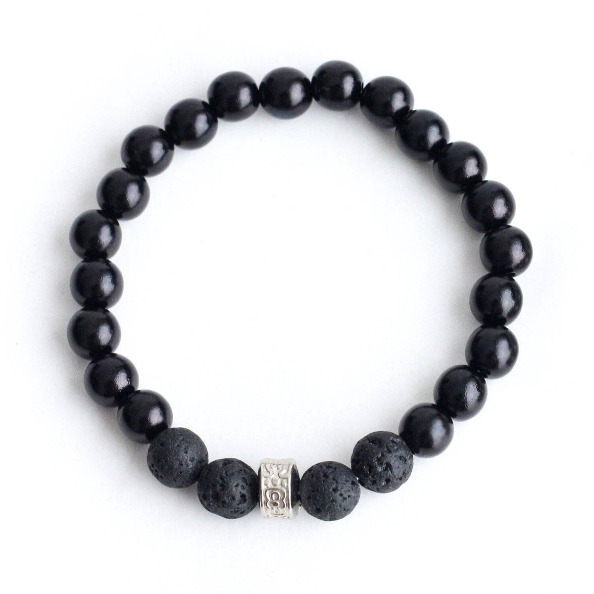 MANYA - Pulsera piedra volcanica g de hombre