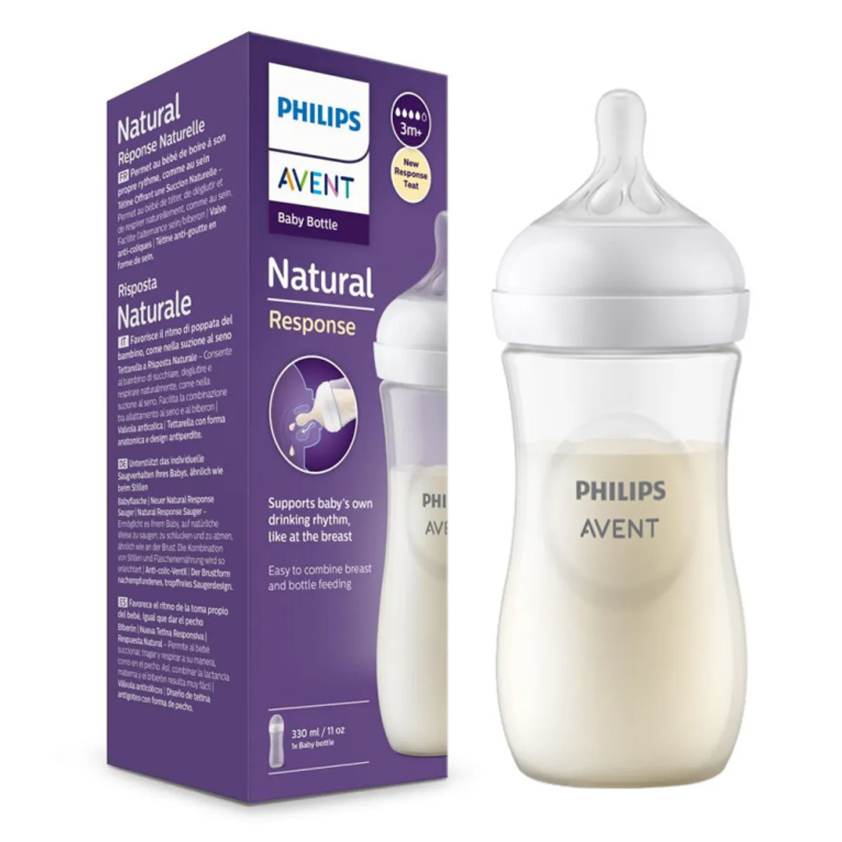 AVENT - Biberón Avent Natural 330 Ml Anticólicos +6M