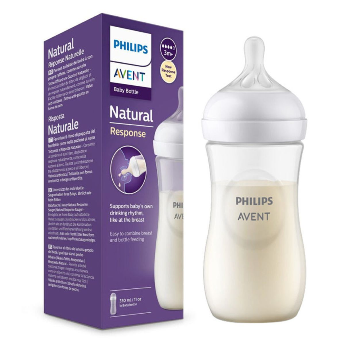 AVENT - Biberón Avent Natural 330 Ml Anticólicos +6M