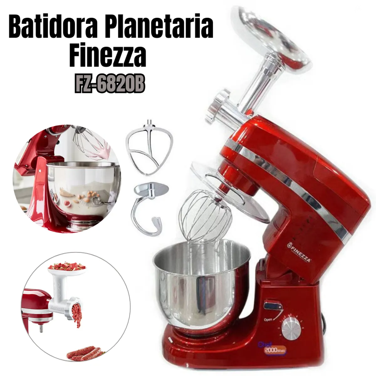 FINEZZA - Batidora Planetaria Finezza con Moledor FZ-6820B