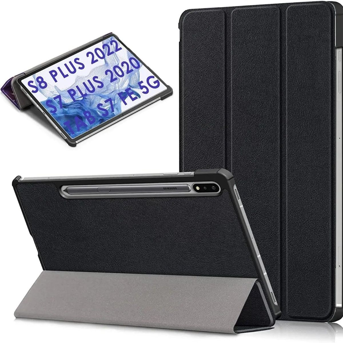 GENERICO - Funda Book Cover Para Tablet Samsung Tab S8 Plus 12.4 SM-X8009 Negro
