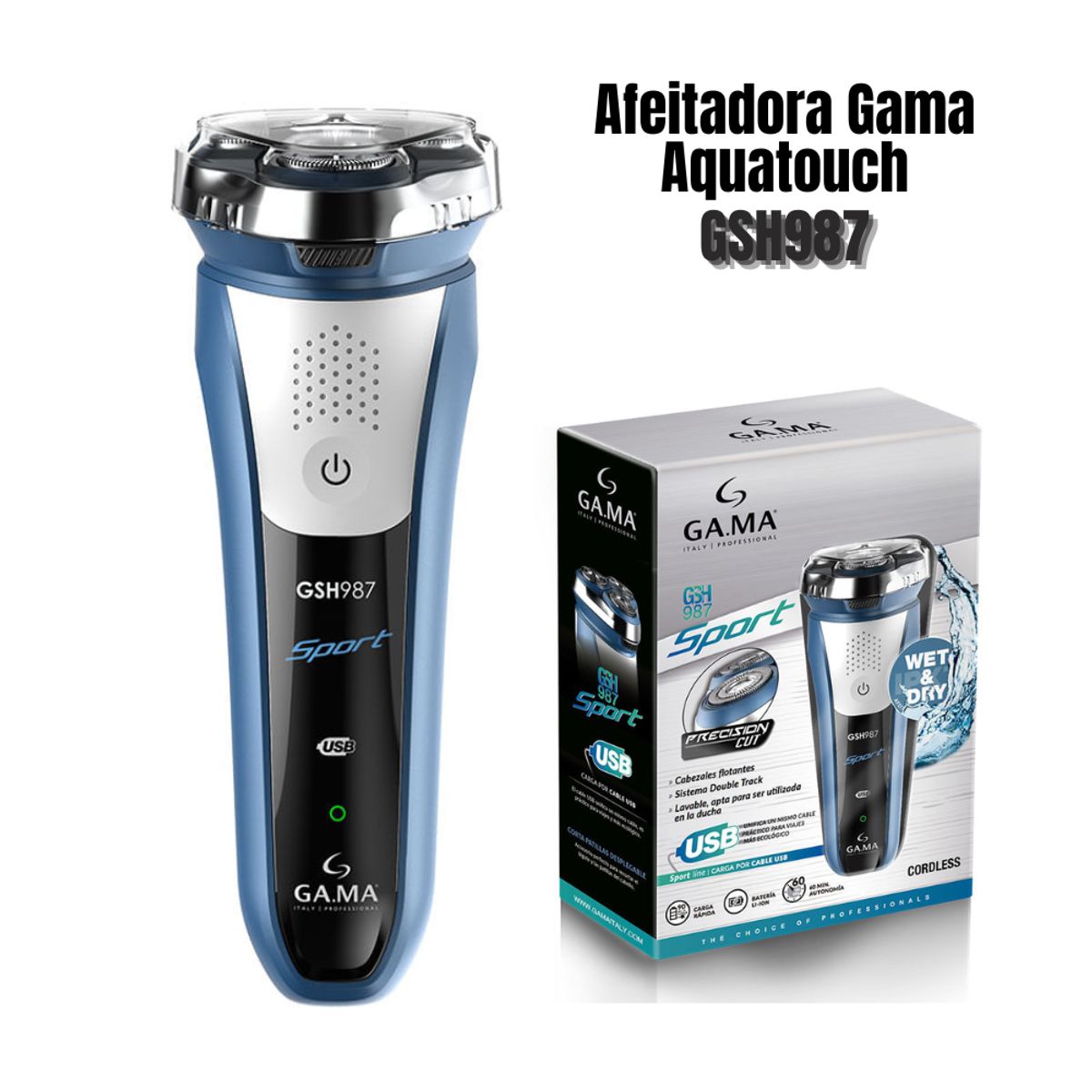 GAMA - Afeitador Gama Inalambrica Aquatouch GSH987