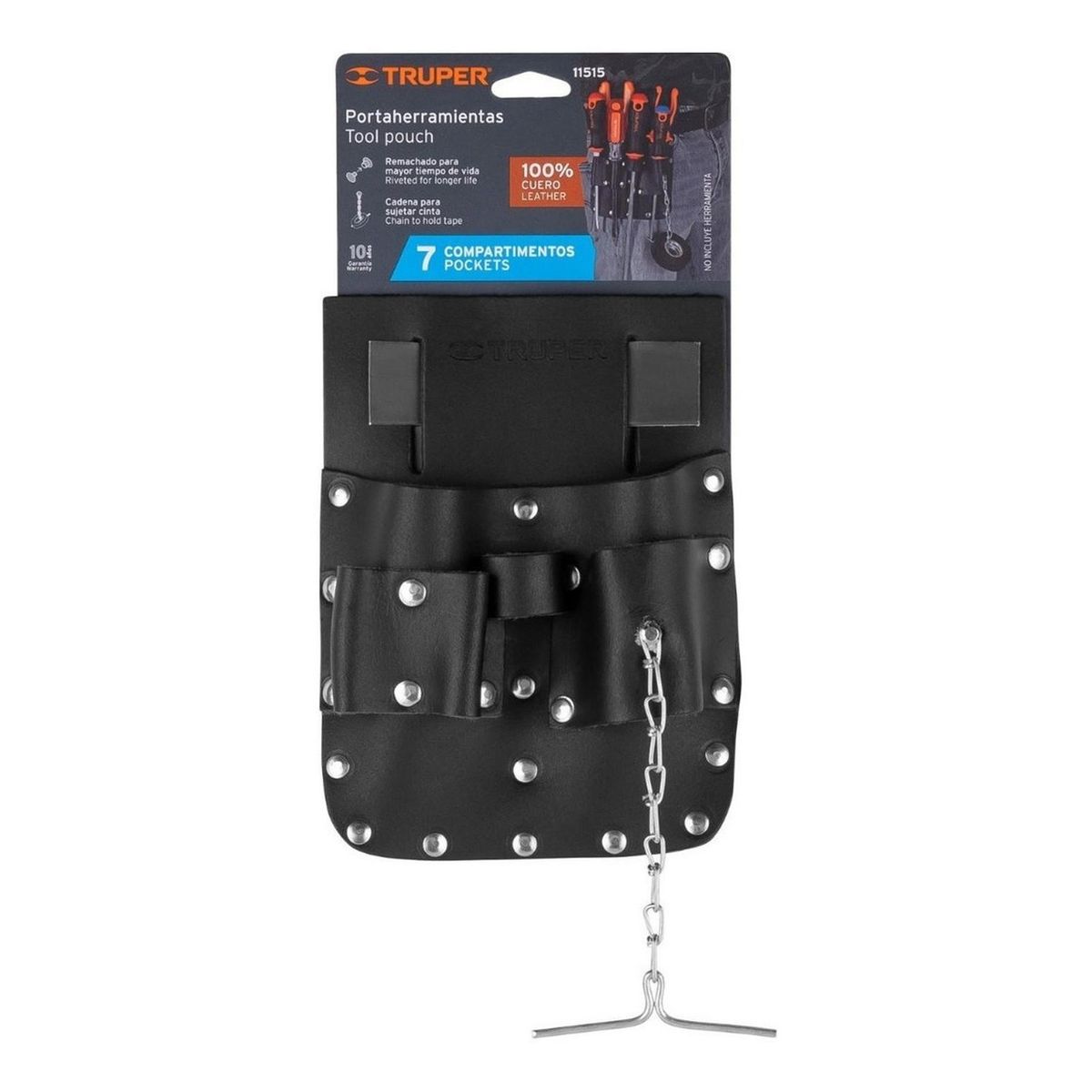 TRUPER - Porta Herramientas de Cuero 7 Compartimentos Truper