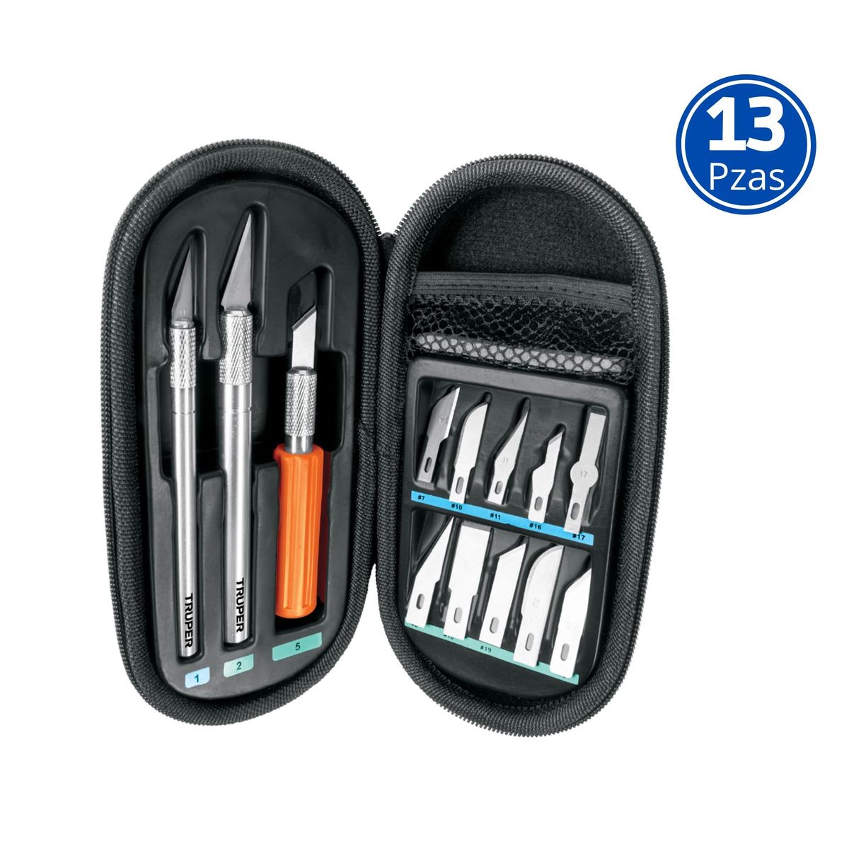 TRUPER - Juego Cutter precisión Cuchilla Exacto Hobby Truper 13 Piezas