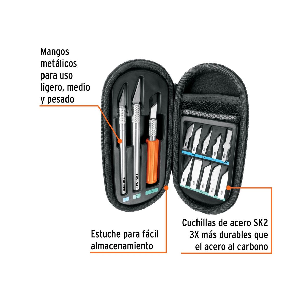 TRUPER - Juego Cutter precisión Cuchilla Exacto Hobby Truper 13 Piezas