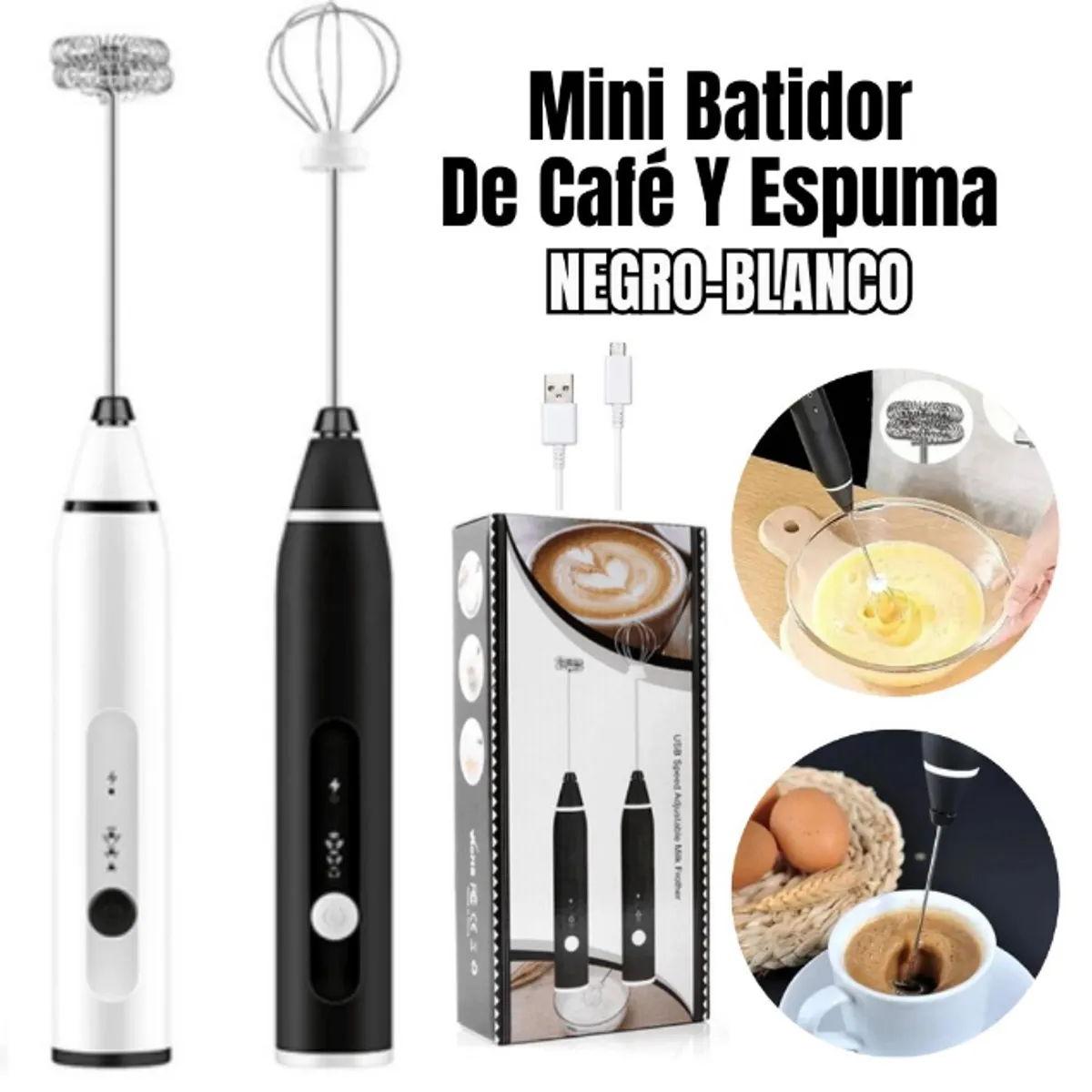 GENERICO - Batidora Manual Recargable USB