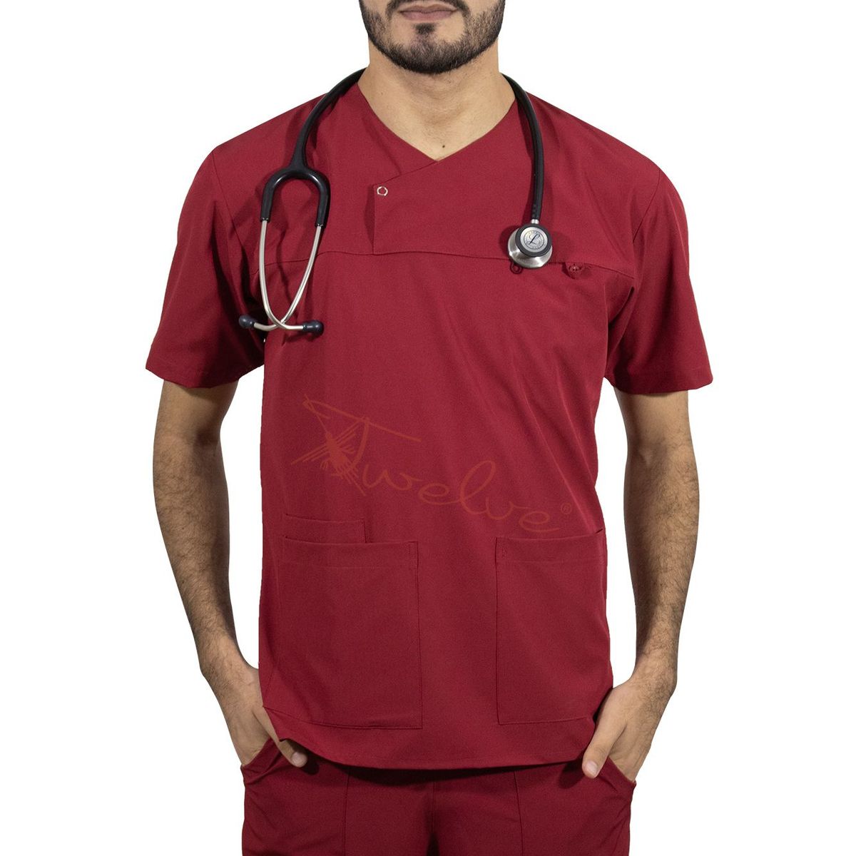 TWELVE - Twelve - scrub camisero - rojo vino