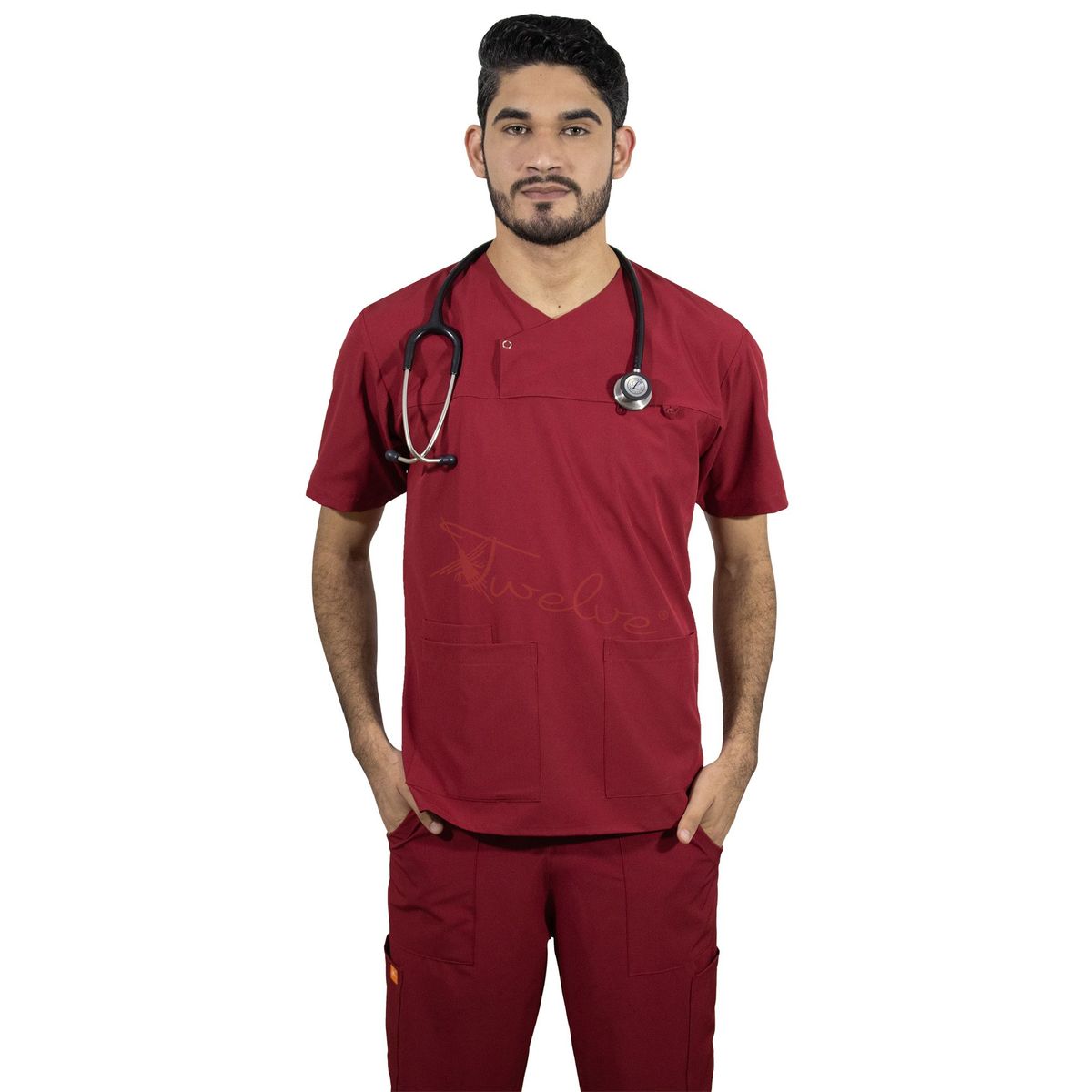 TWELVE - Twelve - scrub camisero - rojo vino