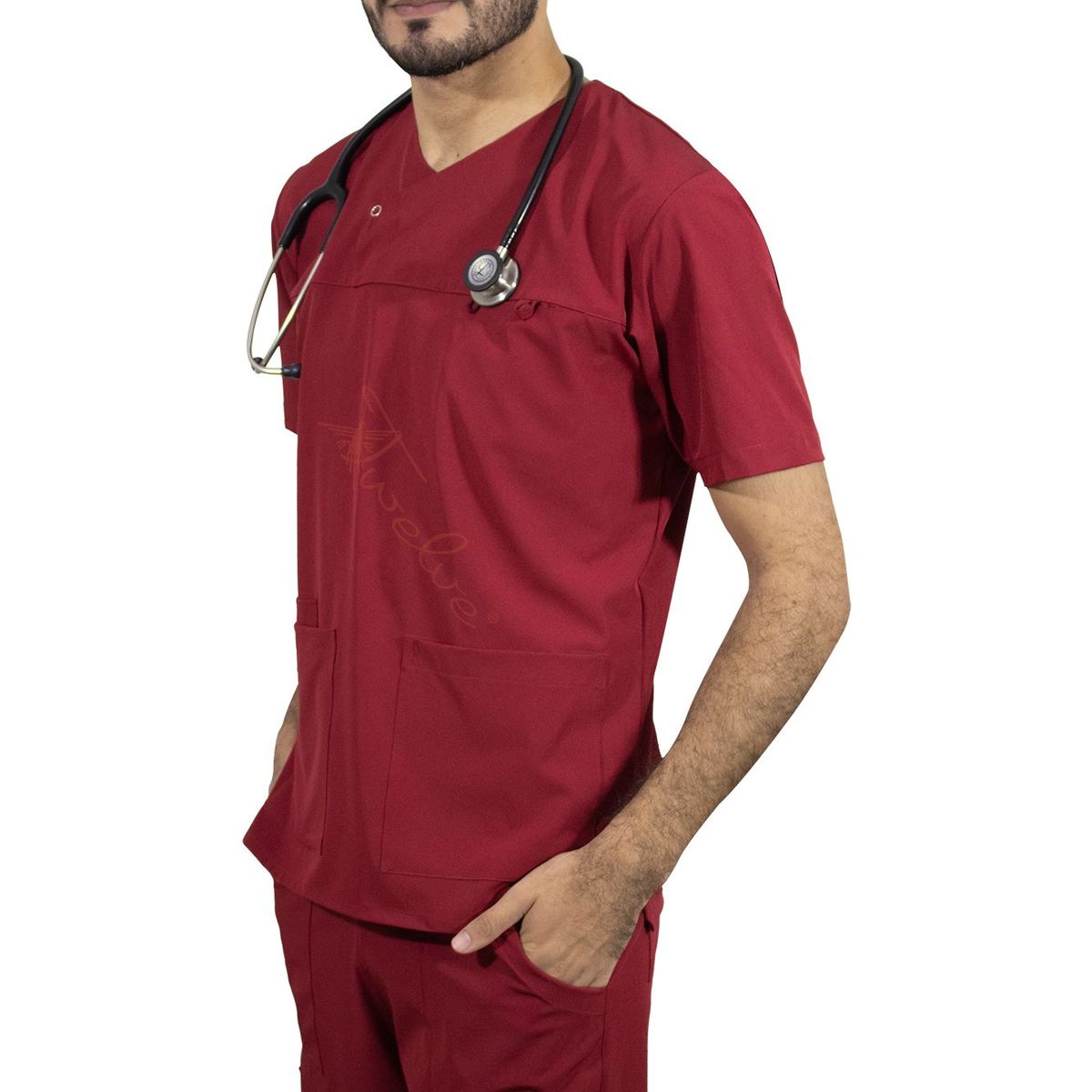 TWELVE - Twelve - scrub camisero - rojo vino