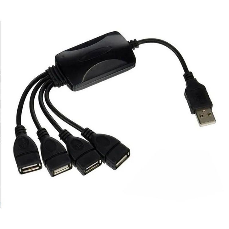 XTECH - HUB USB 2.0 de 4 puertos tipo PULPO para PC o MAC - negro