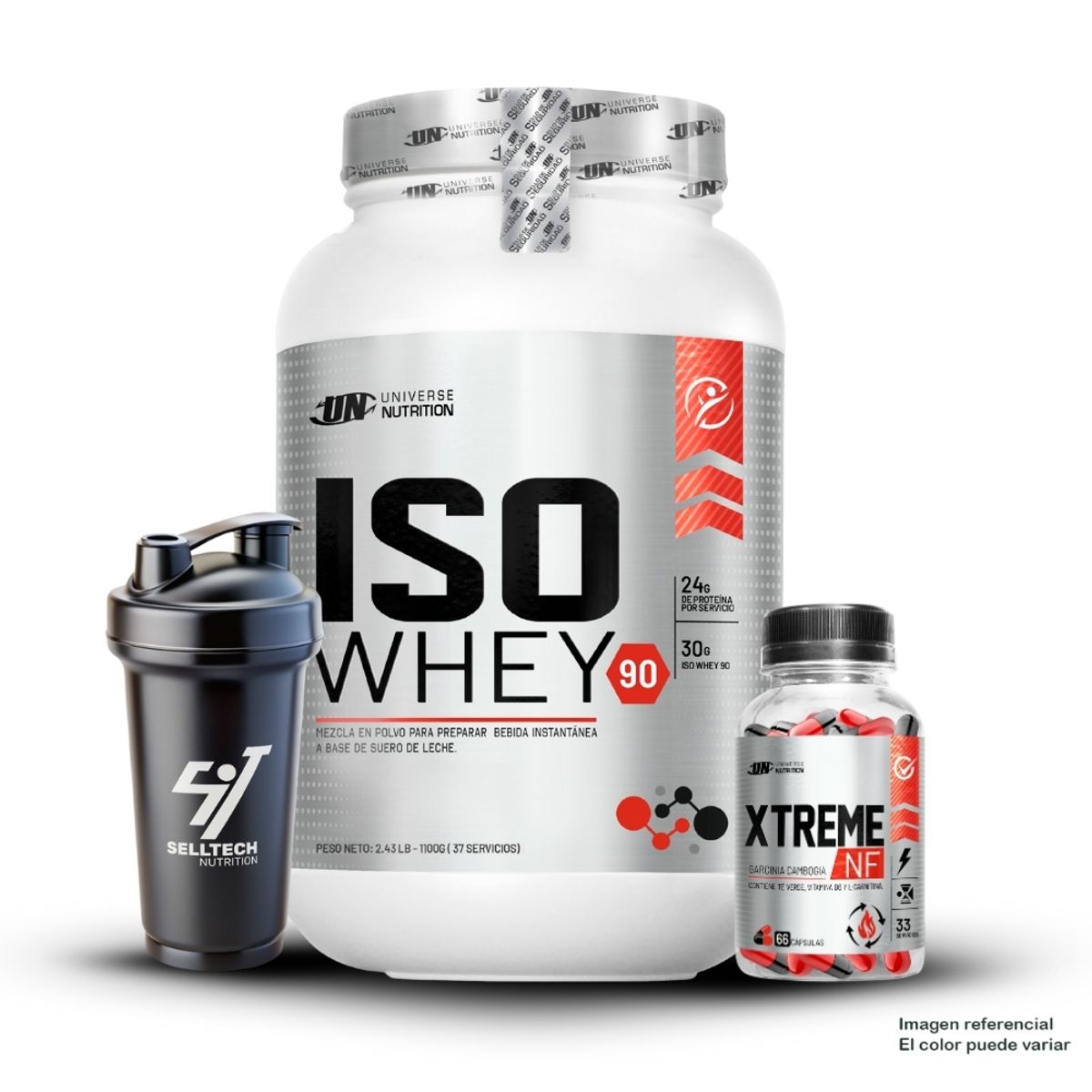 UNIVERSE NUTRITION - Iso Whey 90 de 1.1 kg Vainilla + Xtreme NF Frasco 66Caps